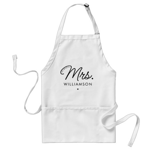 Aangepaste Mrs Est. Modern Elegant Script Pas getr Standaard Schort (Voorkant)