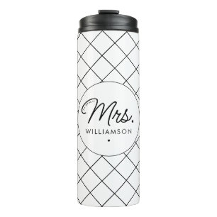 Aangepaste Mrs Est. Modern Elegant Script Pas getr Thermosbeker