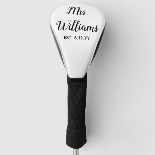 Aangepaste Mrs. Est Uw Datum Cadeau voor Bride-dri Golfheadcover (Voorkant)