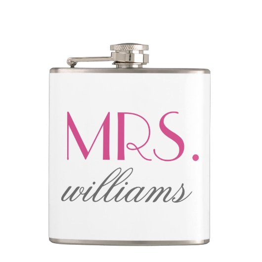 Aangepaste Mrs Wedding Flask | Bride-to-be Gifts Heupfles (Voorkant)