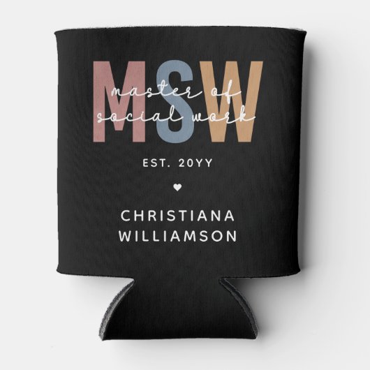 Aangepaste MSW Master of Social Work Retro Afstude Blikjeskoeler (Voorkant)
