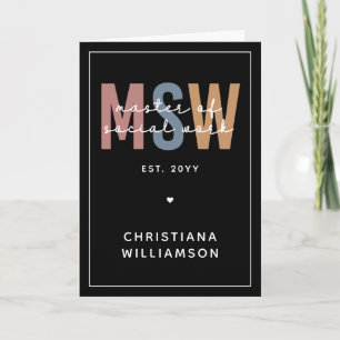 Aangepaste MSW Master of Social Work Retro Afstude Kaart