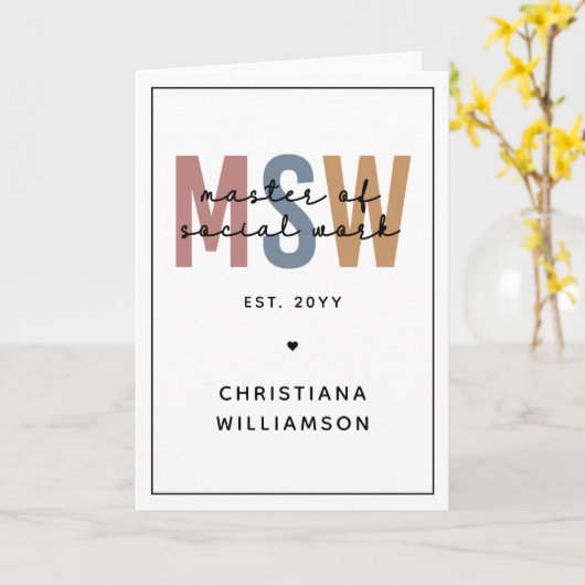 Aangepaste MSW Master of Social Work Retro Afstude Kaart (Gele Bloem)