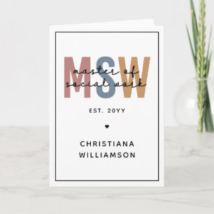 Aangepaste MSW Master of Social Work Retro Afstude Kaart