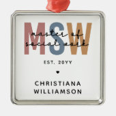 Aangepaste MSW Master of Social Work Retro Afstude Metalen Ornament (Voorkant)