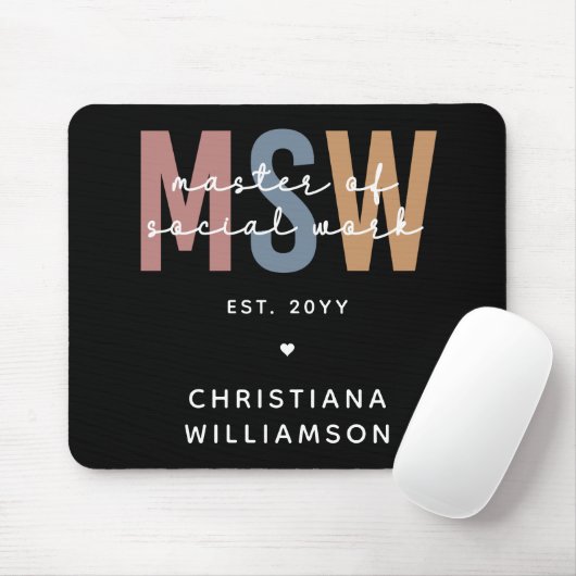 Aangepaste MSW Master of Social Work Retro Afstude Muismat (Met muis)