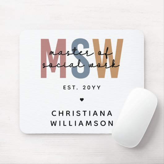 Aangepaste MSW Master of Social Work Retro Afstude Muismat (Met muis)