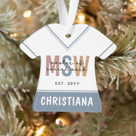 Aangepaste MSW Master of Social Work Retro Afstude Ornament (Boom)