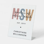 Aangepaste MSW Master of Social Work Retro Afstude Reclamebord Met Voetstuk (Voorkant)