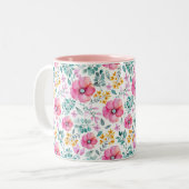 Aangepaste Mug Floral Tweekleurige Koffiemok (Voorkant links)