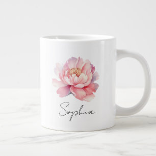 Aangepaste mug Pivoine Aquarelle Rose Extra Grote Beker