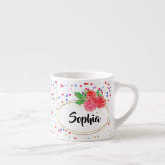 Aangepaste mug, roos bloemen bekertje, aangepaste espresso kop