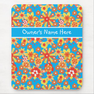 Aangepaste Muismat; Ditsy Oranje Bloemen Muismat
