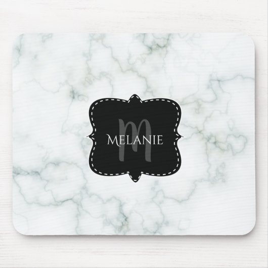 Aangepaste muismat marmer monogram naam (Voorkant)