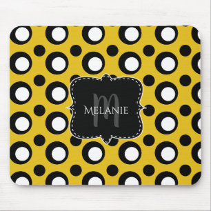 Aangepaste muismat polkadots geel zwart wit