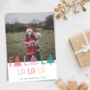 Aangepaste multi foto kleurrijke Kerstmis Fa La La Feestdagenkaart