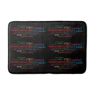 Aangepaste Multi Language Welcome Black Badmat
