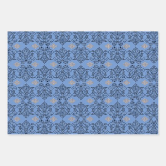 Aangepaste Multi-Patroon Med Damask Lotus Bloem 3 Inpakpapier Vel (Voorkant 3)