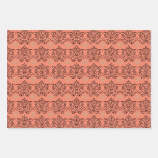 Aangepaste Multi-Patroon Med Damask Lotus Bloem 3 Inpakpapier Vel (Voorkant 2)