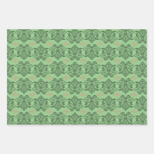Aangepaste Multi-Patroon Med Damask Lotus Bloem 3 Inpakpapier Vel (Voorkant)