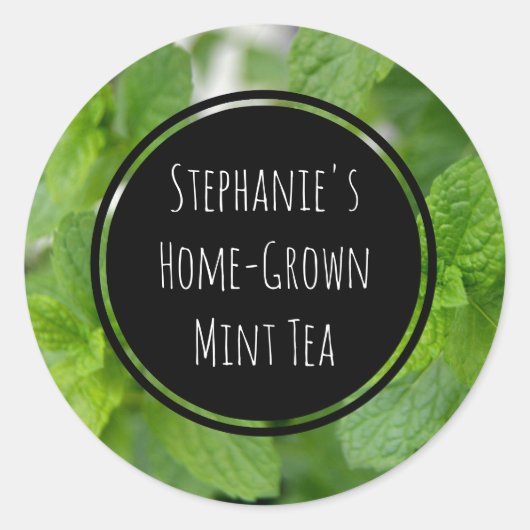 Aangepaste munt thee / kruiden / kruiden fles potj ronde sticker (Voorkant)