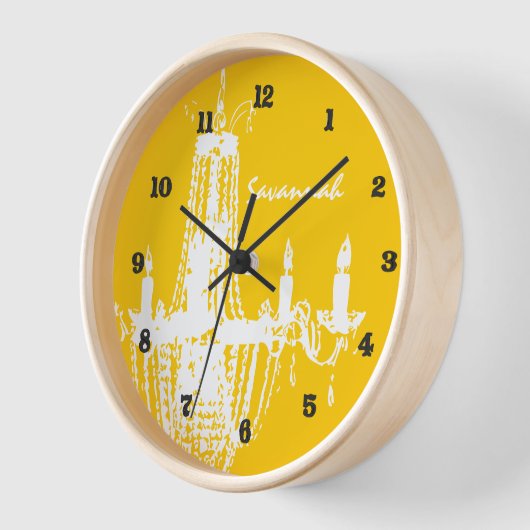 Aangepaste Mustard Yellow Chandelier Wall klok (Hoek)