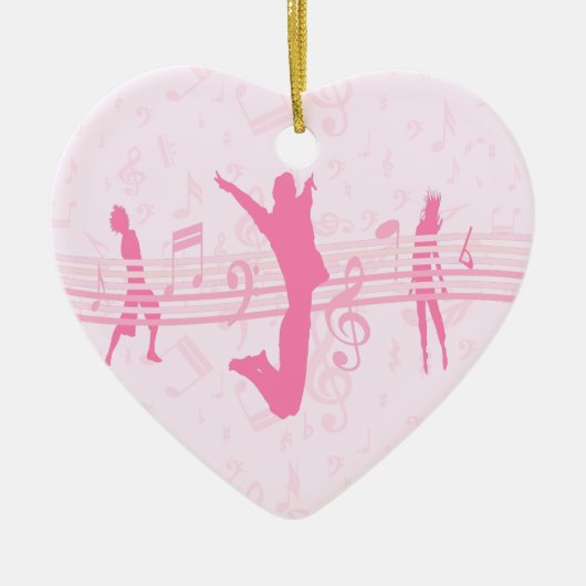 Aangepaste muziekdans en drama roze keramisch ornament (Voorkant)