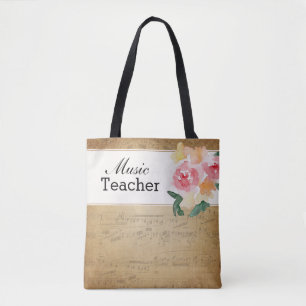 Aangepaste muziekdocententas - muziekvel tote bag