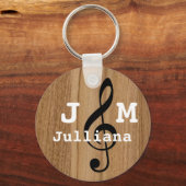 aangepaste muziekklep op hout sleutelhanger (Voorkant)