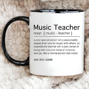 Aangepaste muziekleraar Definitie Musicus Onderwij Tweekleurige Koffiemok