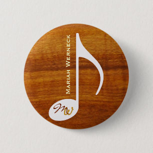 Aangepaste muzieknoot op Faux Wood Ronde Button 5,7 Cm