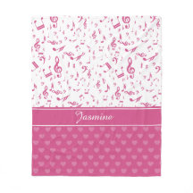 Aangepaste Muzieknoten en Hearts Patroon roze wit