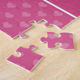 Aangepaste Muzieknoten en Hearts Patroon roze wit Legpuzzel