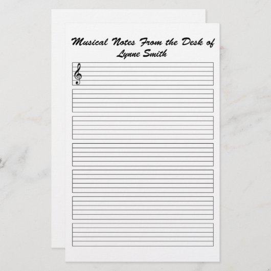 Aangepaste muzieknotities briefpapier (Voorkant / Achterkant)