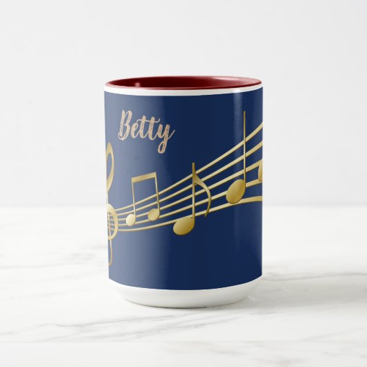 Aangepaste muzieksymbolen, blauwe en rode combinat mok (Midden)