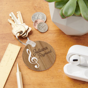 aangepaste muzikale notitie op hout sleutelhanger