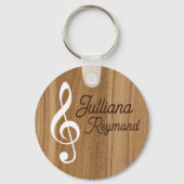 aangepaste muzikale notitie op hout sleutelhanger (Achterkant)
