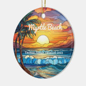Aangepaste Myrtle Beach Faux Glas in lood Keramisch Ornament (Links)