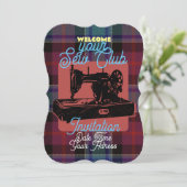 Aangepaste naaiclub  naaimachine Uitnodiging (Staand voorkant)