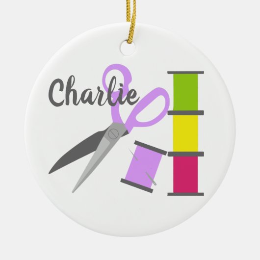 Aangepaste naaigarningen keramisch ornament (Voorkant)