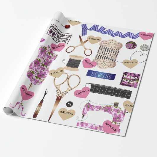 Aangepaste  naaivariatie cadeaupapier (Uitgerold)