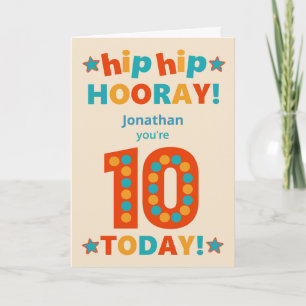 Aangepaste naam 10e verjaardag Hoera! Kaart