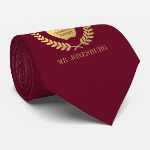 Aangepaste naam 1 Roos voor leraar Rood Faux Gold Stropdas