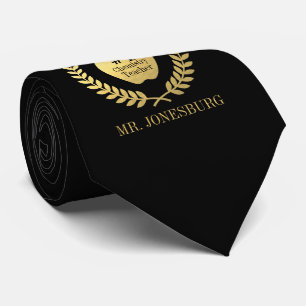 Aangepaste naam #1 Teacher Black Faux Gold Stropdas