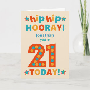 Aangepaste naam 21e verjaardag Hip Hooray Kaart