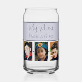 Aangepaste naam 3 foto bloemen paarse blikvorm glas (Achterkant)