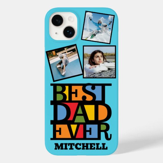 Aangepaste naam & 3 foto's BESTE DAD OOIT Case-Mate iPhone Case (Achterkant)