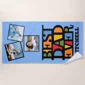 Aangepaste naam & 3 foto's BESTE DAD OOIT Strandlaken (Voorkant)