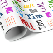 Aangepaste naam (3 letters) cadeaupapier (Rol Hoek)