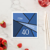 Aangepaste naam 40th Birthday Abstract Blue Geomet Servet (Insitu)